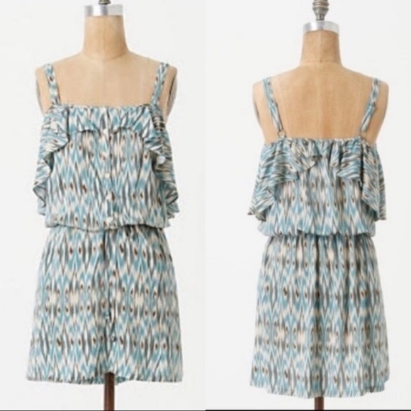 NWOT Anthropologie Lilka Ruffled Ikat Chemise Dress - Picture 1 of 6